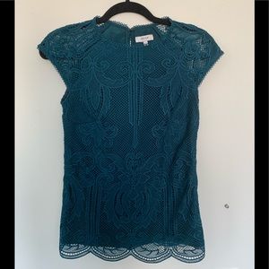 Turquoise lace blouse